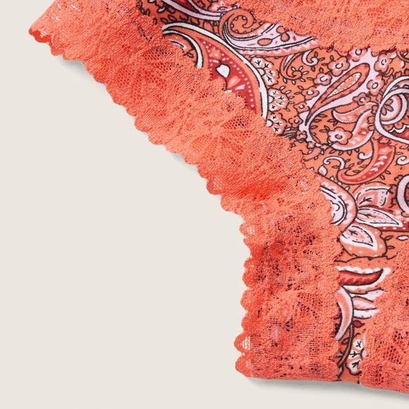 Victoria's Secret PINK Lace Trim Cheekster Panty Orange Paisley Small NEW - Picture 4 of 6